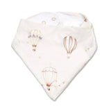 Snuggle Hunny Up & Away Organic Dribble Bib featuring the Up & Away print, an organic baby bib for everyday dribbles and teething.