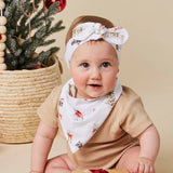 Snuggle Hunny Christmas Pups Organic Dribble Bib featuring a festive puppy print, a Christmas baby bib for teething, holiday outfits and baby's first Christmas.