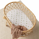 Snuggle Hunny Green Palm Bassinet Sheet & Change Pad Cover | Organic Cotton