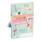 Children's book or notebook with fairy illustrations on a light green background