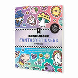 Packaging of 'Draw-Along Fantasy Stickers' by Pipsticks with colorful stickers on a white background.
