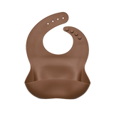 Brown silicone bib on a white background