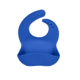 Blue silicone bib on a white background