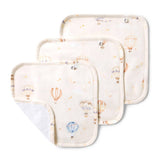 Three baby diaper covers with hot air balloon pattern on a white background