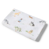 Flannel fabric with animal pattern on a white background