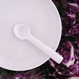 Rommer silicone baby feeding spoon set containing two spoons in the Lilac colourway.

