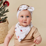 Snuggle Hunny Christmas Pups Organic Dribble Bib featuring a festive puppy print, a Christmas baby bib for teething, holiday outfits and baby's first Christmas.