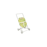 Cart with a floral-patterned bag on a white background
