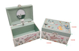 Children's jewelry box with animal and floral design on a white background