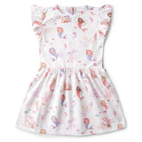Children's dress with mermaid pattern on a white background