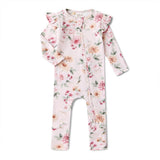 Snuggle Hunny Birds & Blooms Organic Snugglesuit Convertible Romper with Frill 6–12 Months