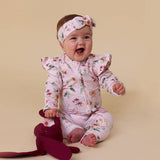 Snuggle Hunny Birds & Blooms Organic Snugglesuit Convertible Romper with Frill 6–12 Months