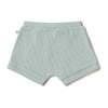 Light green ribbed shorts on a white background