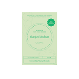 Green packaging of Franjos Kitchen biscuits on a white background
