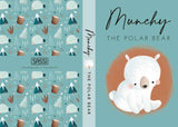 Book cover of 'Munchy the Polar Bear' by SASSI with polar bear illustration and patterned design.