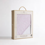 Baby hooded towel in a Living Textiles packaging box on a white background