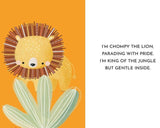 Illustration of a lion with text on an orange background