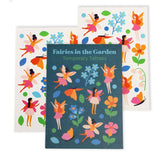 Set of 'Fairies in the Garden' temporary tattoos with colorful designs on a white background.