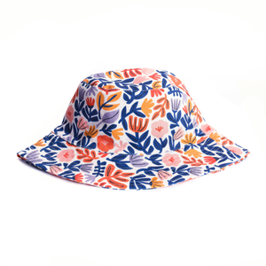 Floral patterned bucket hat on a white background