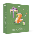 Children's book titled 'Opposites' with a fox illustration on a green background