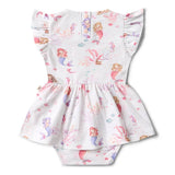 Baby romper with mermaid pattern on a white background