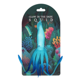 Glow-in-the-dark squid toy with colorful underwater-themed packaging