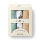 Large Organic Muslin Wraps 3 Pack - Dog Park/Sage/Pebble