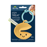 Itzy Ritzy soft silicone teether packaging with a baby using the product.