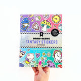 Pack of fantasy stickers with colorful designs on a white background