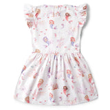 White dress with mermaid pattern on a white background