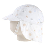 Baby sun hat with a pattern on a white background