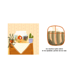 Illustration of a goldfish bowl with a goldfish inside, set against a wooden background.