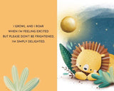 Illustration of a hedgehog with text on an orange and blue gradient background