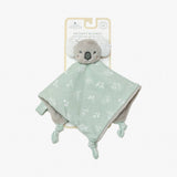 Baby comfort blanket with koala design on a white background