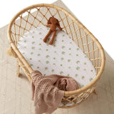 Snuggle Hunny Green Palm Bassinet Sheet & Change Pad Cover | Organic Cotton