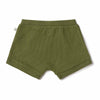 Green ribbed shorts on a white background