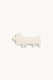 White dog-shaped object on a white background