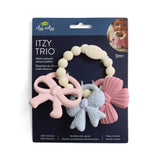 Itzy Ritzy silicone teether set in packaging with brand logo.