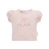 Pink baby t-shirt with unicorn design on a white background