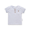 Striped t-shirt with buttons on a white background