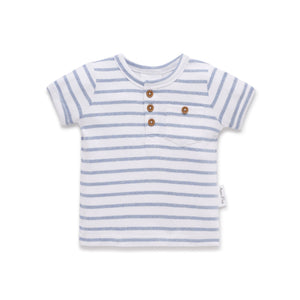 Striped t-shirt with buttons on a white background