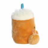 Plush toy resembling a cup with a bear inside on a white background