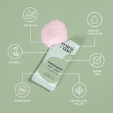Product packaging with nutritional information on a green background
