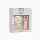 BIBS pacifier and clip gift set packaging on a white background