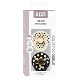 Bibs natural rubber teether packaging with two designs on a white background