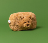 Furry brown zip pouch by Jellycat