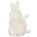 Plush toy rabbit with a textured white and pink body on a white background