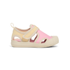 Pink and beige sandal on a white background