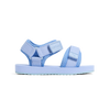 Light blue sandal with multiple straps on a white background