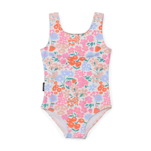 Floral patterned swimsuit on a white background